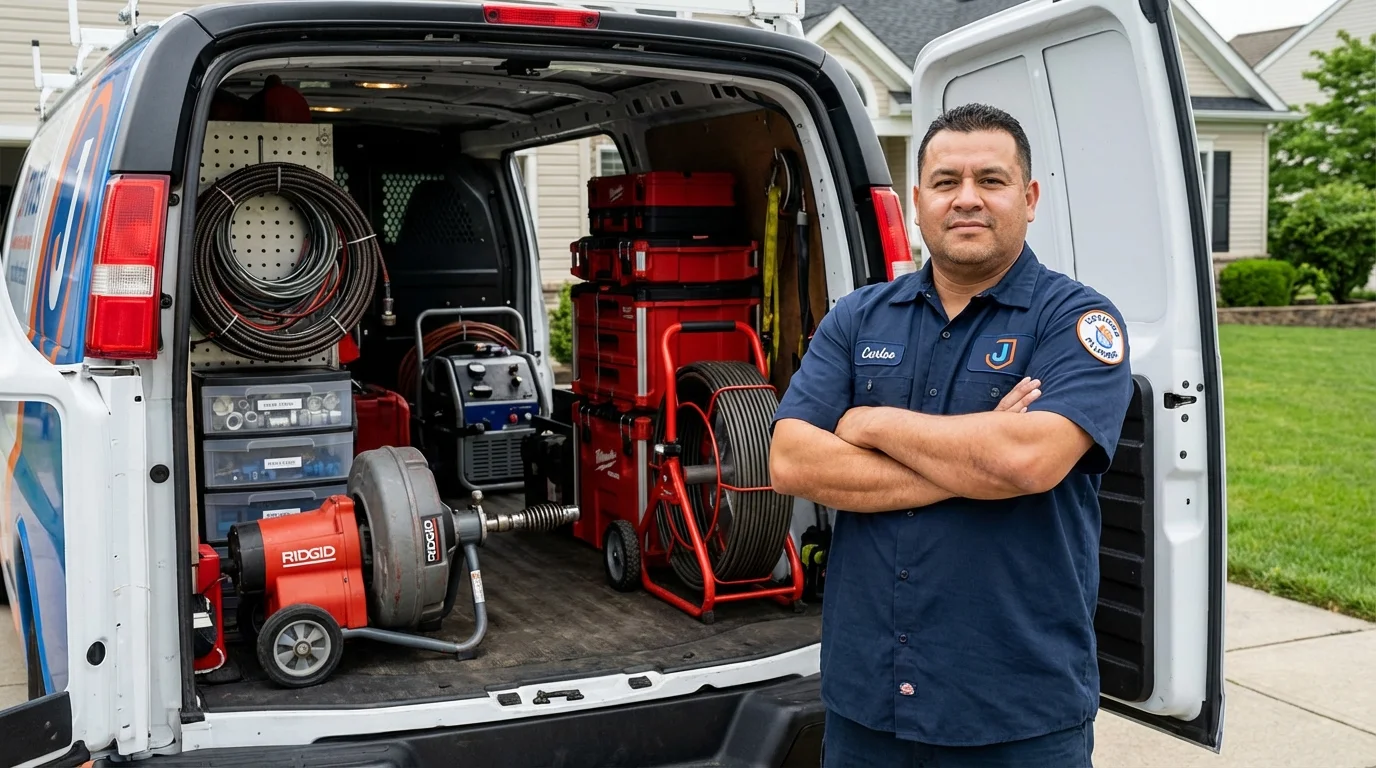 Professional drain cleaning equipment and Johns Plumbing LLC plumber in Cave Spring