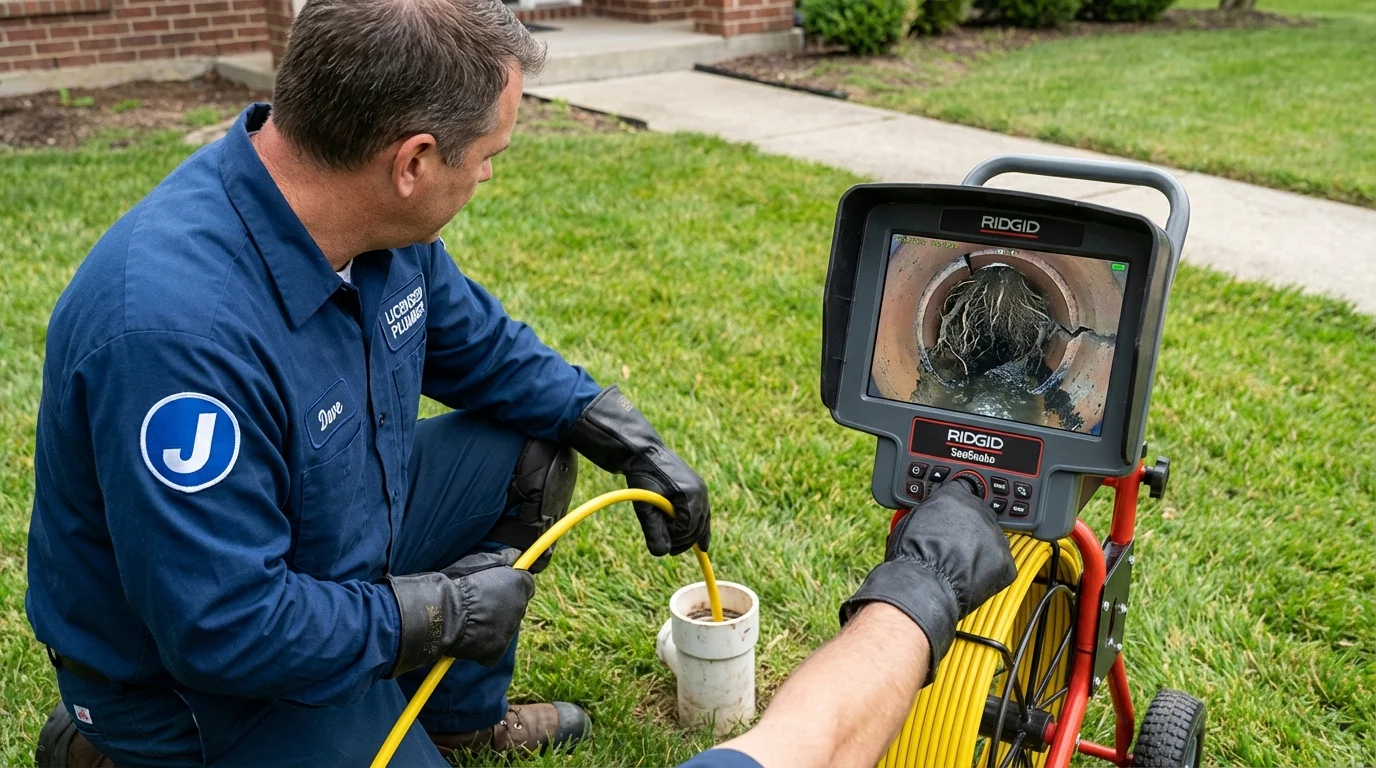 Sewer camera inspection being performed by Johns Plumbing LLC in Cave Spring